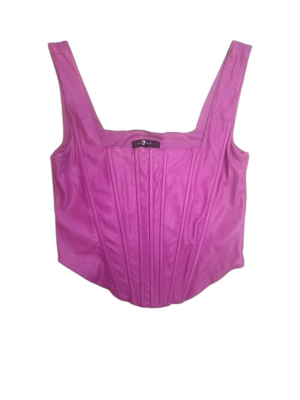 7 For All Maninkd Faux Leather Smocked Corset Bustier Top - Size Small